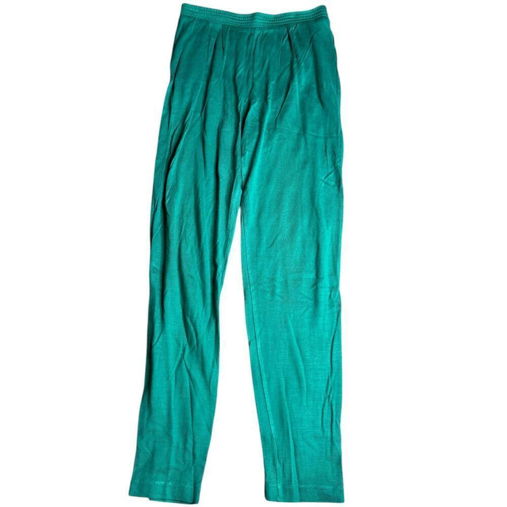 Marc D’Alcy Vintage Emerald Green Rayon Pants Made in Hong Kong Sz 12 P